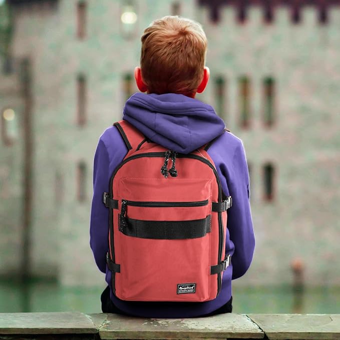 Child's Travel Backpack for Ages 3-6 | Lightweight Suitcase Style Carry-On | 10L Weekender with Tablet Sleeve & Chest Strap | Coral