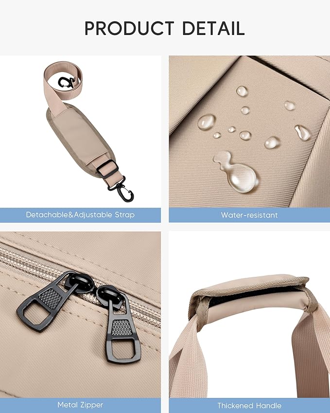 Small Gym Bag with Wet Pocket 40x30x15cm Personal Item Bag Airline Approved Travel Duffle Bag 16x12x6 inch Carry on Duffel Bag,Beige