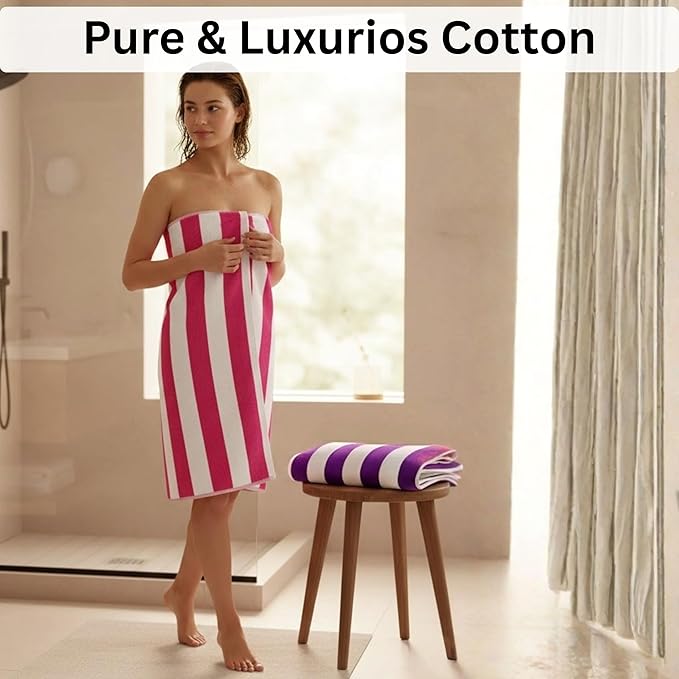 BolBom*S Beach Towels 6 Pack Large 30x60-100% Cotton Beach & Pool Towels Bulk Cabana Stripe - Quick Dry Bath Towel Set for Swim, Beach Essentials, Bathroom, Hot Tub, Yoga, Hôtel & Airbnb Guests