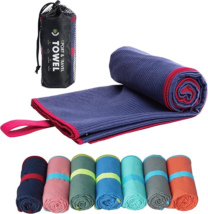 4Monster Microfiber Camping Towel - Quick Dry, Super Absorbent, Lightweight Travel Towel for Hiking, Beach, Gym, Backpacking, Yoga - Compact with Carry Bag (Navy Blue, Medium(40.00" x 20.00"))