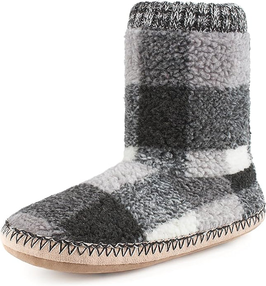 cosyone1997 Boot Slippers for Men Indoor Soft Sole, Warm Fuzzy Slipper Socks with Non Slip Grips