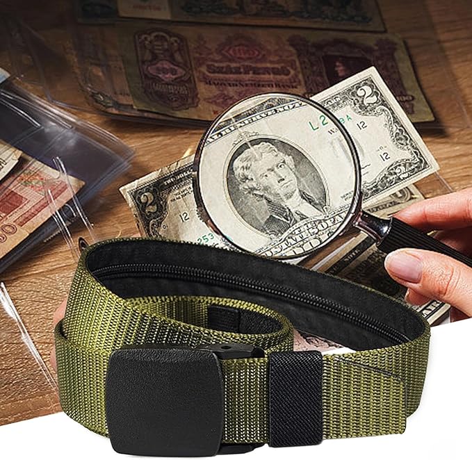 Money Waist Belt, Hidden Travel Pouch, Security Wallet with Blocking, Adjustable Strap for Documents Currency Tickets, Travel Gear, Anti Theft Belt for International Trips