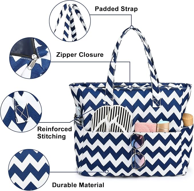 Bluboon Waterproof Beach Tote Pool Bags for Women Ladies Extra Large Carry On Bag With Wet Compartment for Weekender Travel
