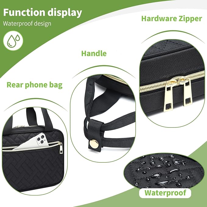 Diaper Bag Organizer with 2 Pieces Wipes Dispensers, Portable Stroller Mini Diaper Bag Pouches Travel Gear, Foldable Newborn Baby Essentials, Small Clutch, Black