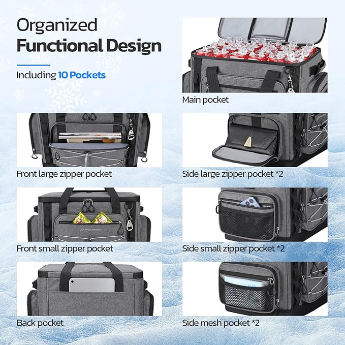 Maelstrom 80 Can Soft Sided Cooler Bag, Insulated Hard-Bottom, Leakproof, Portable, Gray