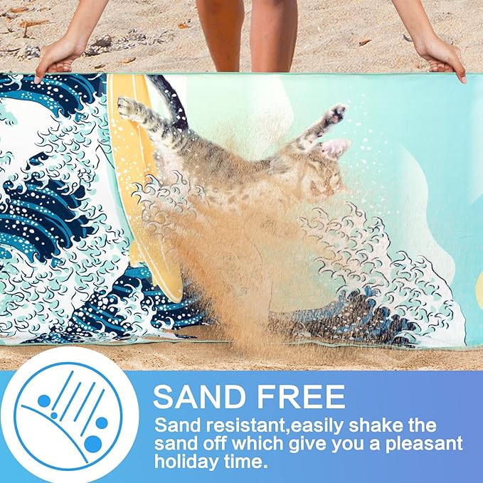 Beach Towel Oversized 2 Pack Extra Large Beach Towels 72"x32" Quick Dry Absorbent Sand Free Thin Lightweight Beach Towel for Kids Men Women Camping Towel, Gym, Hiking, Pool, Bath, Yoga,Travel Vacation
