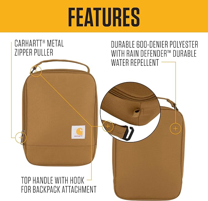 Carhartt Insulated Lunch Cooler For Men and Women, Fully Insulated Lunch Pale for Everyday Use, Rose Tint