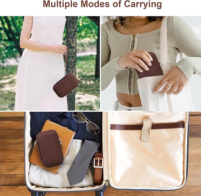 Canboc Carrying Case for PowerShot G7 X Mark III/ G7X Mark II Digital 4K Vlogging Camera, SX740 SX730 Camera Bag, Zipper Mesh Pocket fits USB Cable, Batteries, Brown