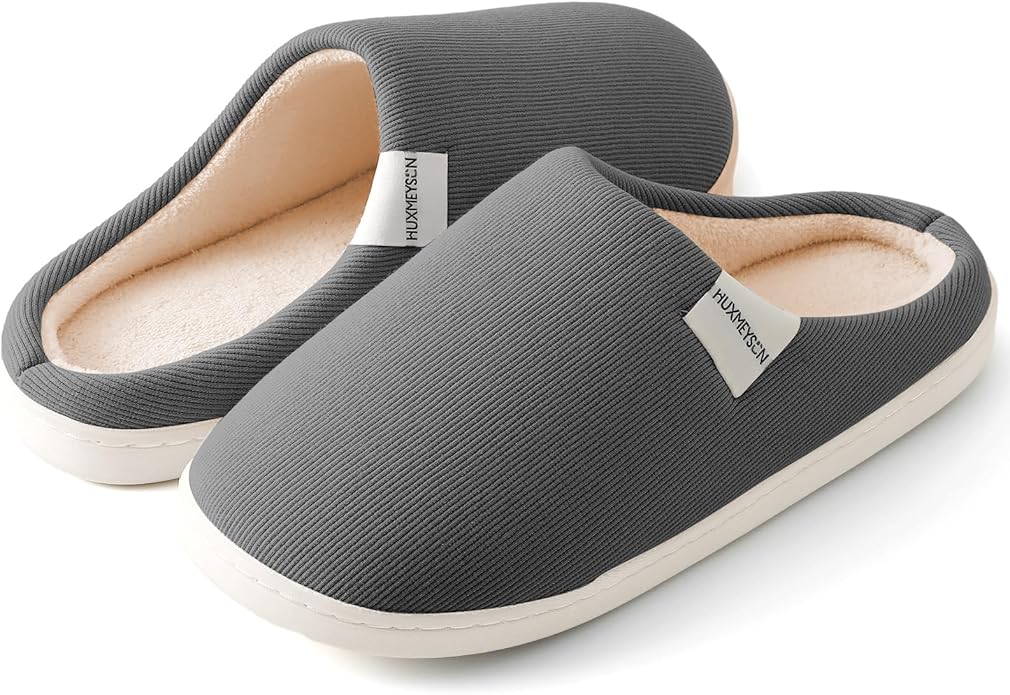 HUXMEYSON Slippers for Women, Womens Slippers Indoor Outdoor with Memory Foam, Cozy & Warm House Slippers for Woman with Anti-Slip Rubber Sole
