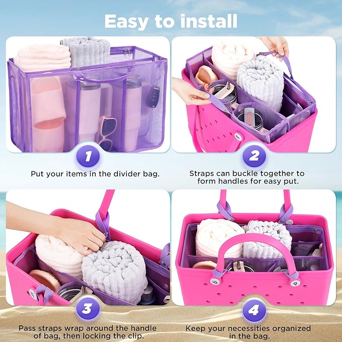 OUTXE Beach Bag Organizer Compatible with X Large Bogg Bag Accessories Inserts, Lightweight Mesh Insert Divider Pouch for Original XL Bogg Bags, Beach Tote Bags Insert for Organizing