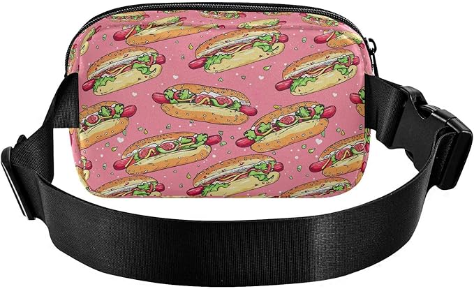 Funny Hot Dog Fanny Pack for Women Men Water Resistant Fashion Waist Packs with Adjustable Strap Belt Bag for Travel Workout Jogging Hiking 21220336