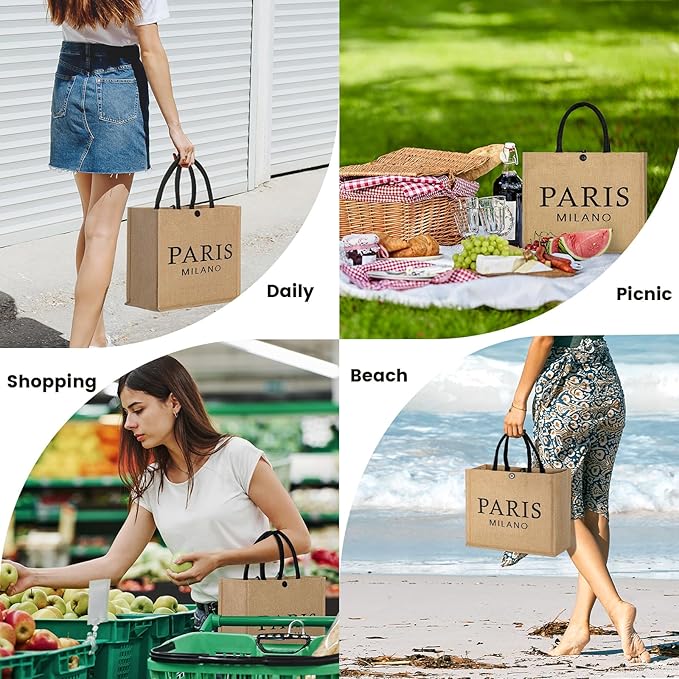 Trifabricy Beach Bag for Women, Woven Straw Beach Tote Bag Waterproof, Weaving Swim Gym Shopping Travel Bags with Button
