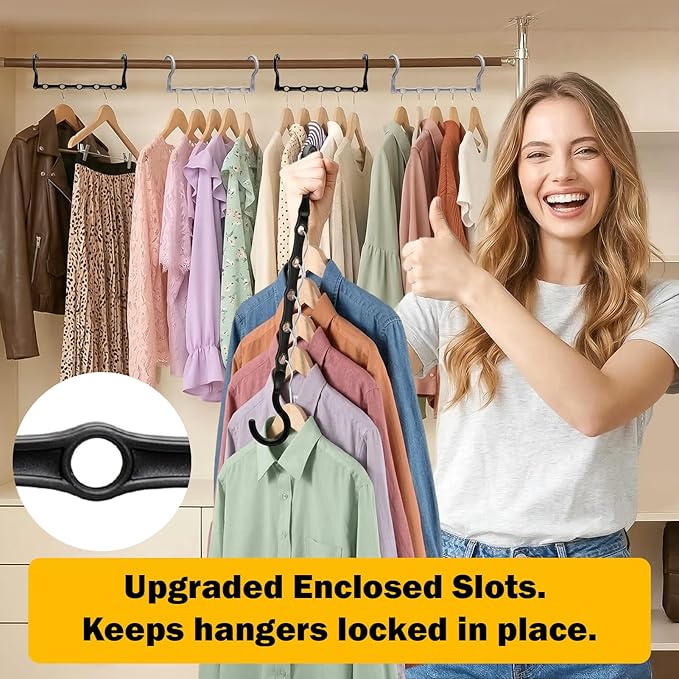 12 Pack College Dorm Room Essentials for Girls Guys, Closet Organizers and Storage, Stronger Space Saving Hangers Clothes Hanger with 5 Holes Closet Storage for Heavy Clothes,Magic Home Organization