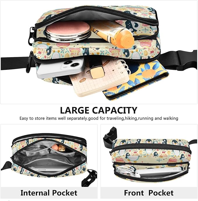 Cute Penguin Fanny Pack for Women Men Water Resistant Fashion Waist Packs with Adjustable Strap Belt Bag for Travel Workout Jogging Hiking 21220165