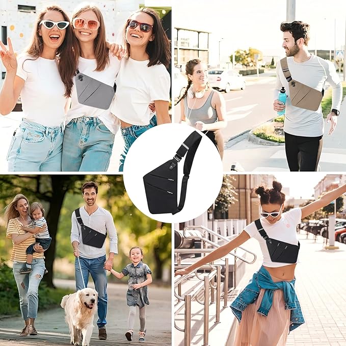 Anti-Theft Crossbody Bag Theft Proof Sling Bags for Women Men Waterproof Travel Essentials Secure Purse with Passport Holder, Ideal for Safe Travel Outdoors, Coffee