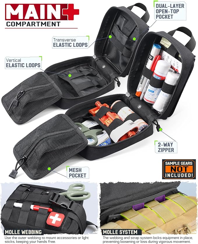 LIVANS 1000D First Aid Bag Empty Medical Ifak Pouch Molle EMT Pouches Rip-Away Tactical Military Trauma Emergency Medic Bag
