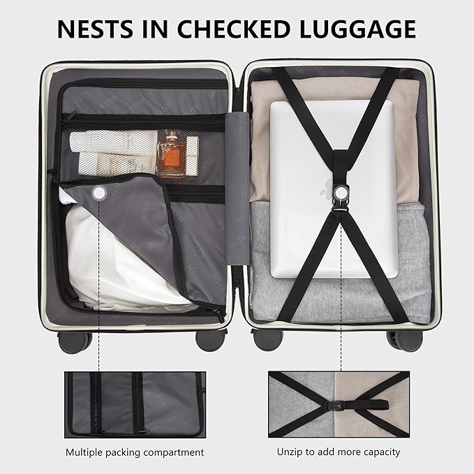 Carry On Luggage with TSA Lock, Carry on Suitcase 22x14x9 Airline Approved, Carry-on luggage with 360° Spinner Wheels, Hardside 20 Inch Lightweight Hard Shell Suitcase (White, 20-Inch)