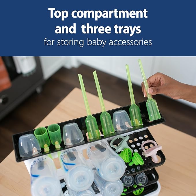 Dr. Brown's Drying Tower,Stand-Up Drying Rack,Countertop Baby Bottle-Drying with Organized Storage for Baby Essentials,Space Saving Vertical Rack,(Pack of 12)
