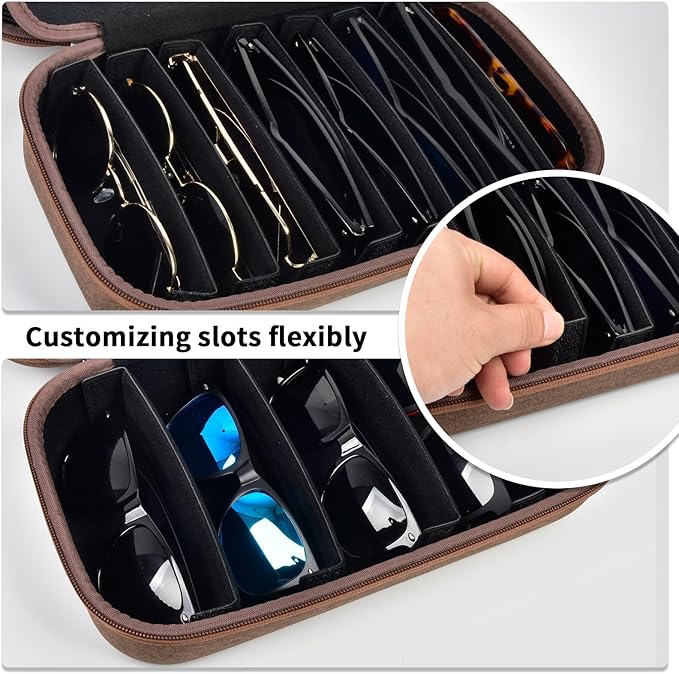 Travel Sunglass Organizer Case for 8 Pairs Polarized Sunglasses, Storage Box for Multi-style Dressers (Bag Only)