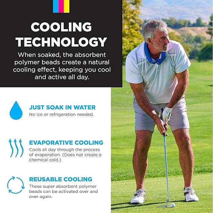 KOOLGATOR Evaporative Cooling Neck Wrap – Reusable Neck Cooler with Long Lasting Relief During Hot Weather Activities, Sports, & Outdoor Work, Pickleball, 1 Pack