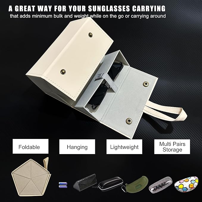 Longjet Sunglasses Organizer Travel Glasses Case 5 Slots Multiple Pairs Eyeglasses Storage Box Hanging Eyewear Holder