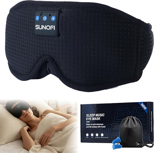 Sleep Headphones Bluetooth 5.4, 3D Sleep Mask with Ultra-Thin HD Stereo Speakers, Wireless Music Eye Mask Headphones for Side Sleepers, Travel, Relaxation