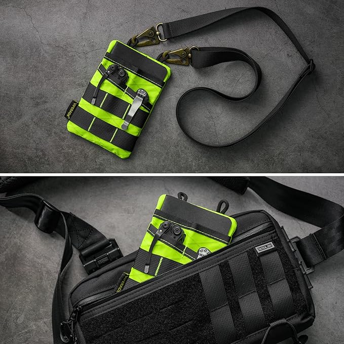 VIPERADE VE3 Tool Pouch Pocket Organizer, Nylon Tool Belt Loop Pouch with 4 Pockets Tool Storage EDC Pouch for Flashlight/Pocket Knife, Tactical Pen, Notebook (X-PAC-Hot Lime)