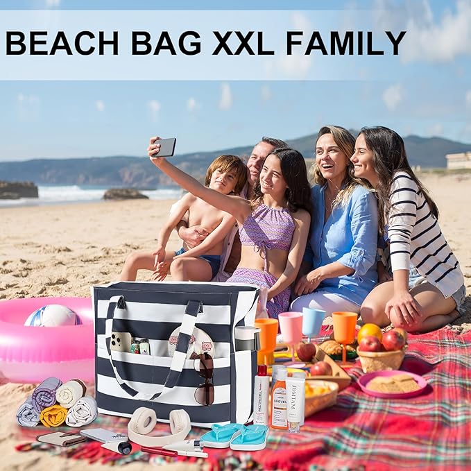 LEDAOU Beach Bag Waterproof Sandproof Women Beach Tote Pool Bag with Zipper for Swim Gym Grocery Travel with Wet Pocket | Sandproof, with Zipper, for Gym, Grocery, Travel, with Wet Pocket