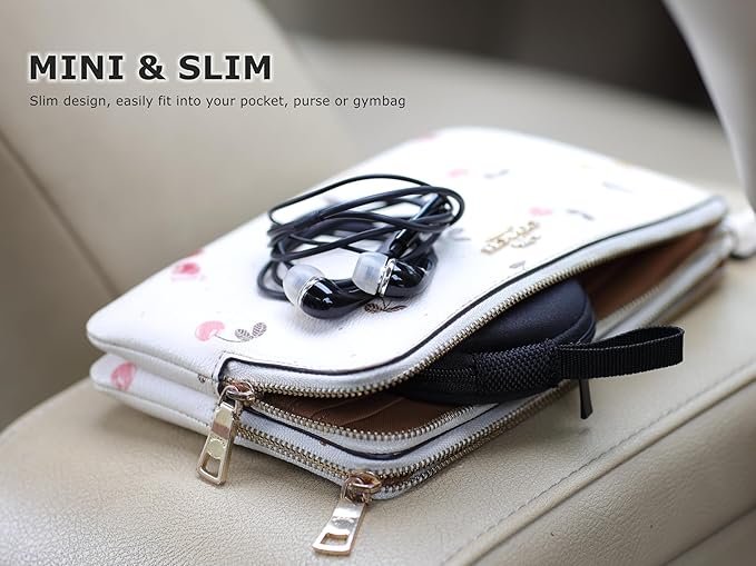 Ginsco Mini-Portable Hard Shell Earbuds Case for Apple EarPods Headphones USB-C Wired Ear Buds/Samsung Galaxy Wired Earbuds, Travel Case for Earphones Earplugs (2, Purple)