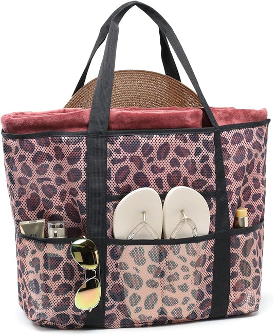 F-color Mesh Beach Bag Family - Large Tote Bag for Cruise Pool Toys Beach Vacation Essentials