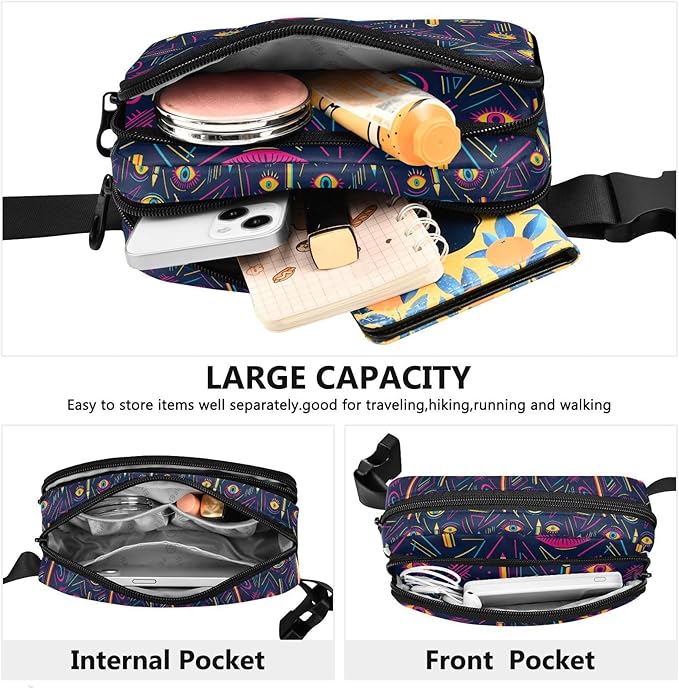 Doodle Eyes Fanny Pack for Women Men Water Resistant Fashion Waist Packs with Adjustable Strap Belt Bag for Travel Workout Jogging Hiking 21220486