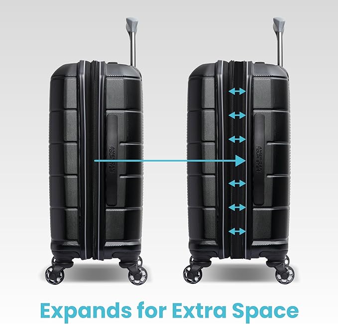 American Tourister Stratum 2.0 Expandable Hardside Luggage with Spinner Wheels, 20-Inch Carry-On, Charcoal
