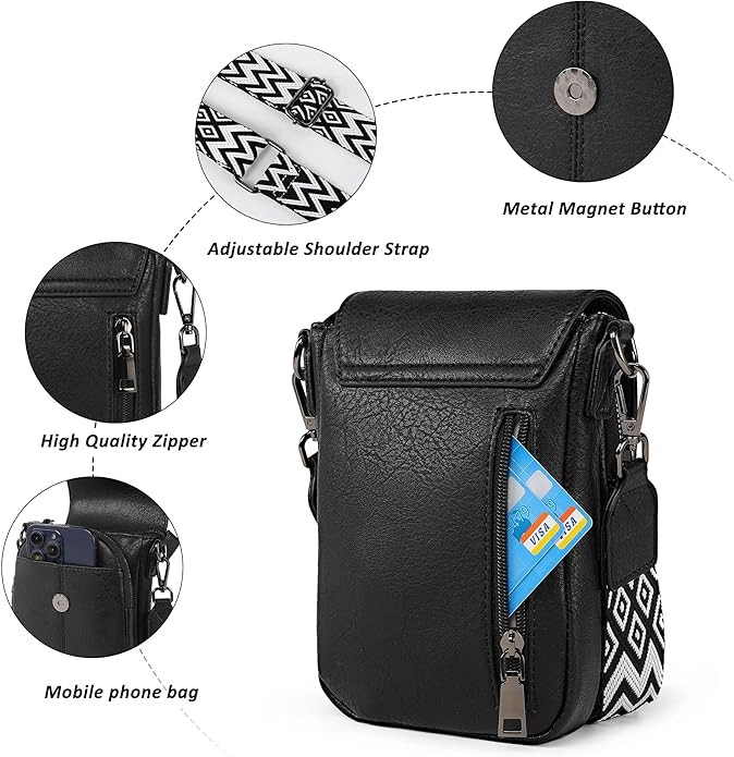 TANTOMI Small Crossbody Bags for Women, Small Purses with Card Slots Phone Purse Wide Adjustable Strap