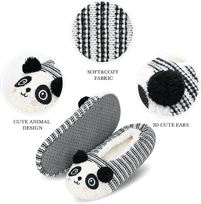 DICUIRD Womens Cute Animal Soft Sole Slipper Socks with Grippers-Fuzzy House Slippers