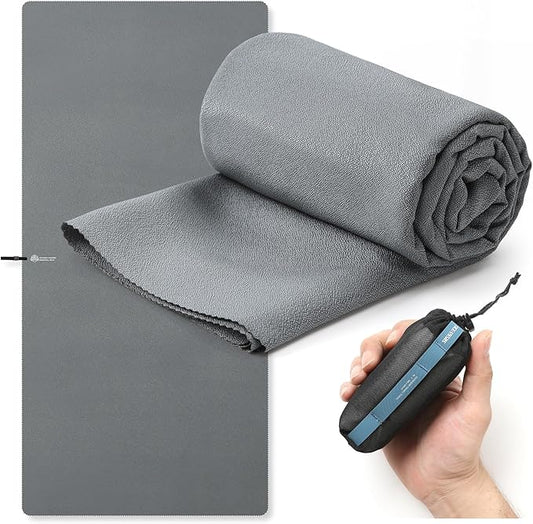 Microfiber Travel Towel, Soft Lightweight Quick Dry Towel, Super Absorbent Compact Travel & Sports & Beach Towels for Camping, Backpack, Gym, Swimming, Yoga, Hiking (Grey, XX Large)