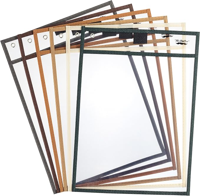 Mr. Pen- Dry Erase Pocket Sleeves, 6 Pack, 10"x14", Desert Dusk Color Theme, Dry Erase Pockets Reusable Sleeves, Job Ticket Holders with Marker Holder & Metal Eyelet