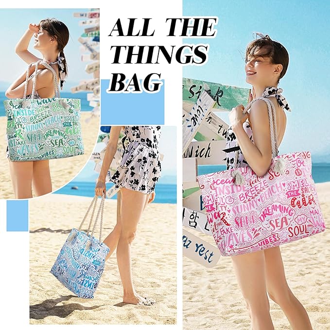 Tavaleu Beach Bags for Women - Large Beach Tote Bag, Women Sandproof Pool Bag for Pool Gym Grocery Travel