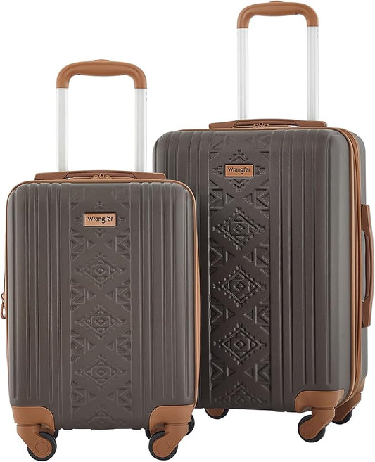 Wrangler 22" and 18" Heartland 2-Piece Carry-On Luggage Set, Chocolate