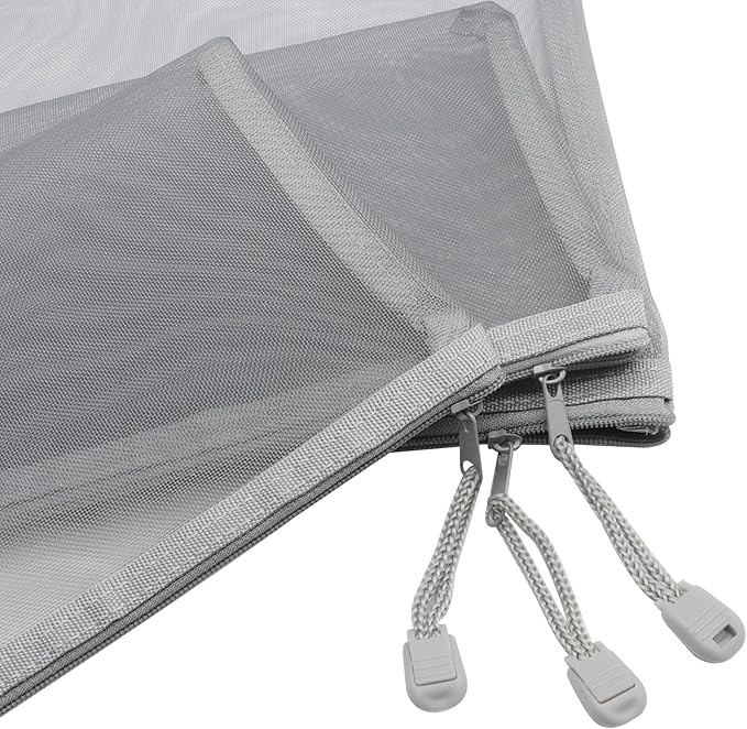 6 Pack Grey Nylon Mesh Cosmetic Bags, Durable Zipper Pouches for Travel, Organizers for Purse, Diaper Bag, and Toiletries(Includes 3 A5 and 3 A6 Sizes)