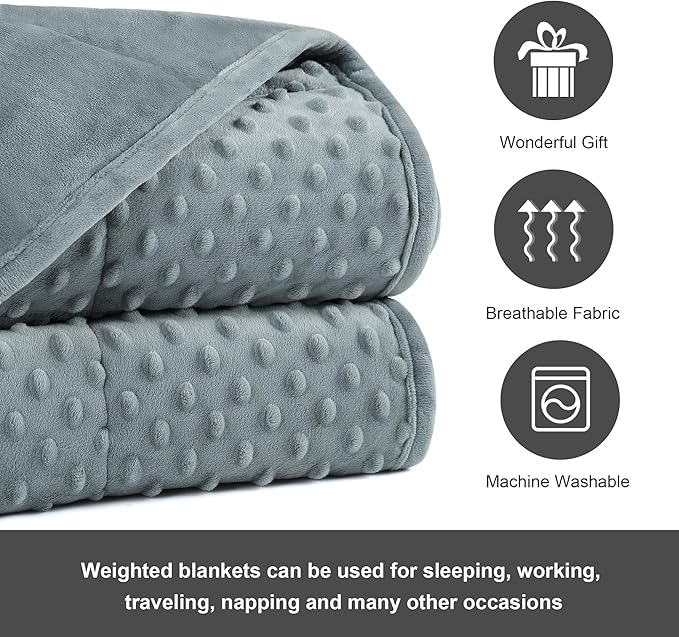 Alomidds Weighted Blanket, Luxury Velvet Weighted Blankets for Adults and Kids,Warm and Breathable Soft and Comfort Minky, Cute Heavy Blanket with Premium Glass Beads (36"x48" 5LBS, Grey)