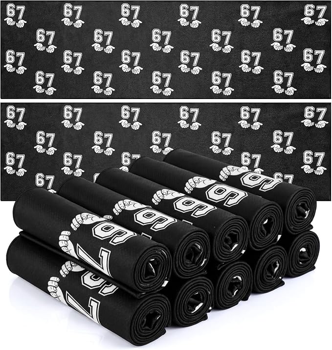 12 Pcs Six Seven Ice Cream Drip Cooling Towel 40"x12" Swim Pool Towel Cooling Baseball Softball Team Gift Youth Gift for Hot Weather Workout Gym Sport Party Favors(67 Meme)