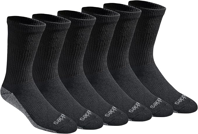 Dickies Men's Dri-Tech Original Moisture Control Crew Socks, Available in M-XXL (6, 12, 18 Pairs)