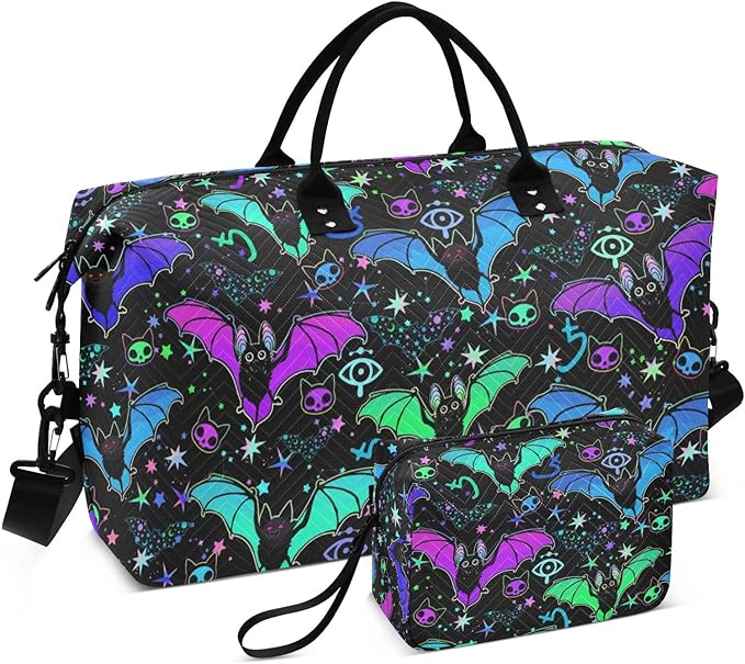 Magic Bat Quilted Travel Bags Weekender Duffle Bags With Toiletry Bag Carry on Overnight Duffels Yoga Gym Bag for Airplanes Business Sports