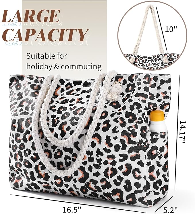 Pleneal Beach Bags For Women - Large Beach Bags with Zipper Waterproof Sandproof Swim Pool Beach Bag