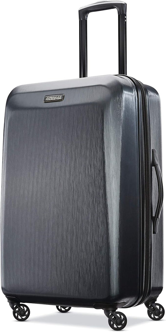 American Tourister Moonlight Hardside Expandable Luggage with Spinner Wheels, Anthracite, Checked-Medium 24-Inch