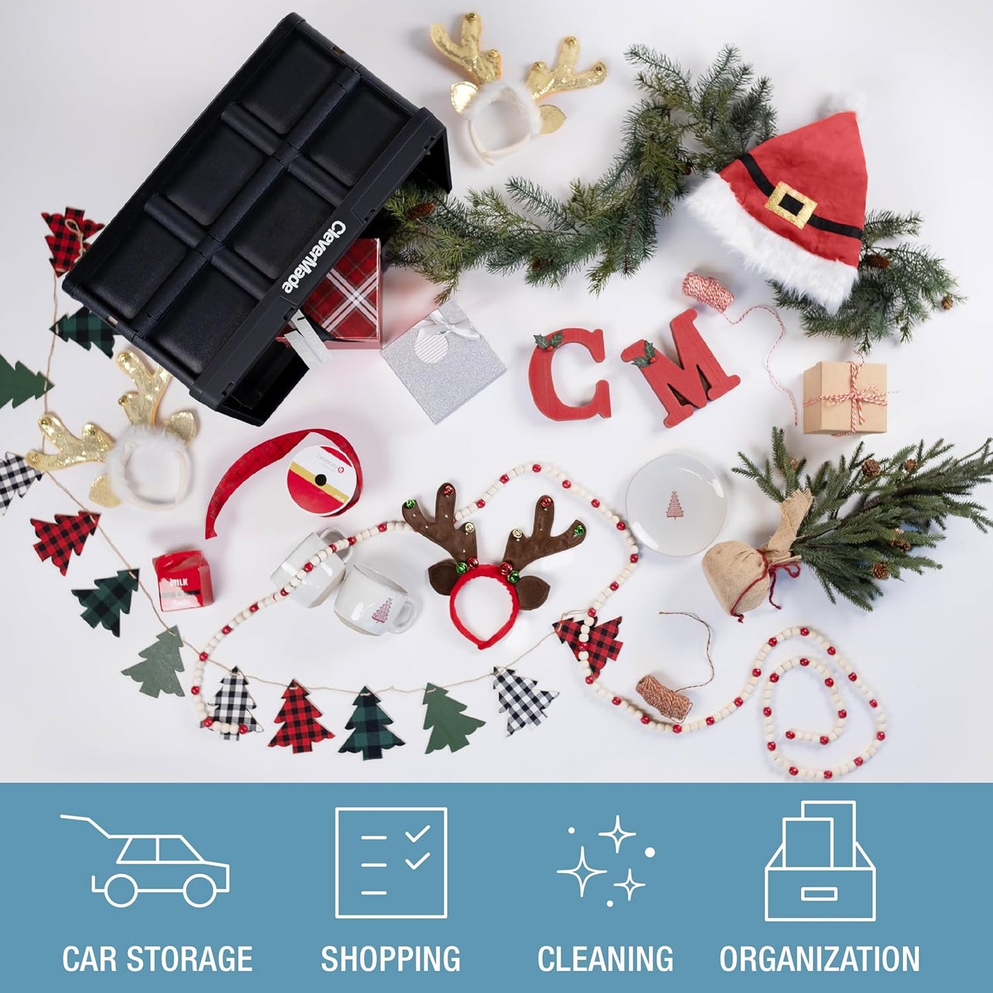 CleverMade Collapsible Storage Bins - Tan 3 Pack 46L - Stackable Containers Heavy Duty Capacity Folding Crates - Space-Saving for Home