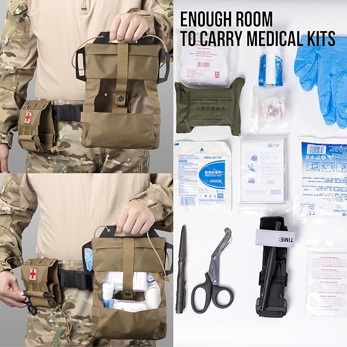 Tactical IFAK Pouch, Rapid Tear-Away First Aid Kit Two-Piece System Medical Pouches Emergency Survival Bag for Outdoor Travel Hiking