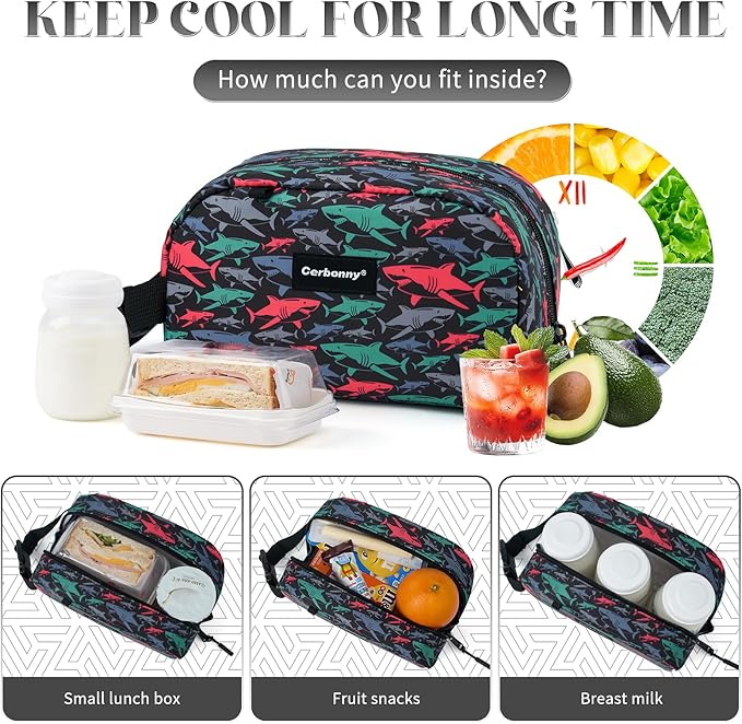 Cerbonny Small Cooler Bag Freezable Lunch for Work School Travel,Leak-proof Bag,Snack Bags for Kids/Adults,Freezer Bags,Freezable Lunch Bag