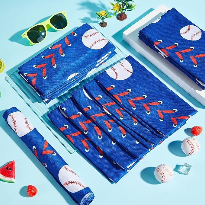 30Pcs Baseball Softball Cooling Towels for Neck and Face 40 x 12 Inch Baseball Sports Team Gifts Microfiber Breathable Workout Ice Towel Sweat Chilly Bulk Neck Wraps for Athletes Gym Camping Blue