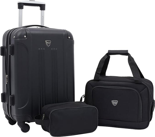 Travelers Club Chicago Hardside Expandable Spinner Luggage, Black, 3 Piece Set